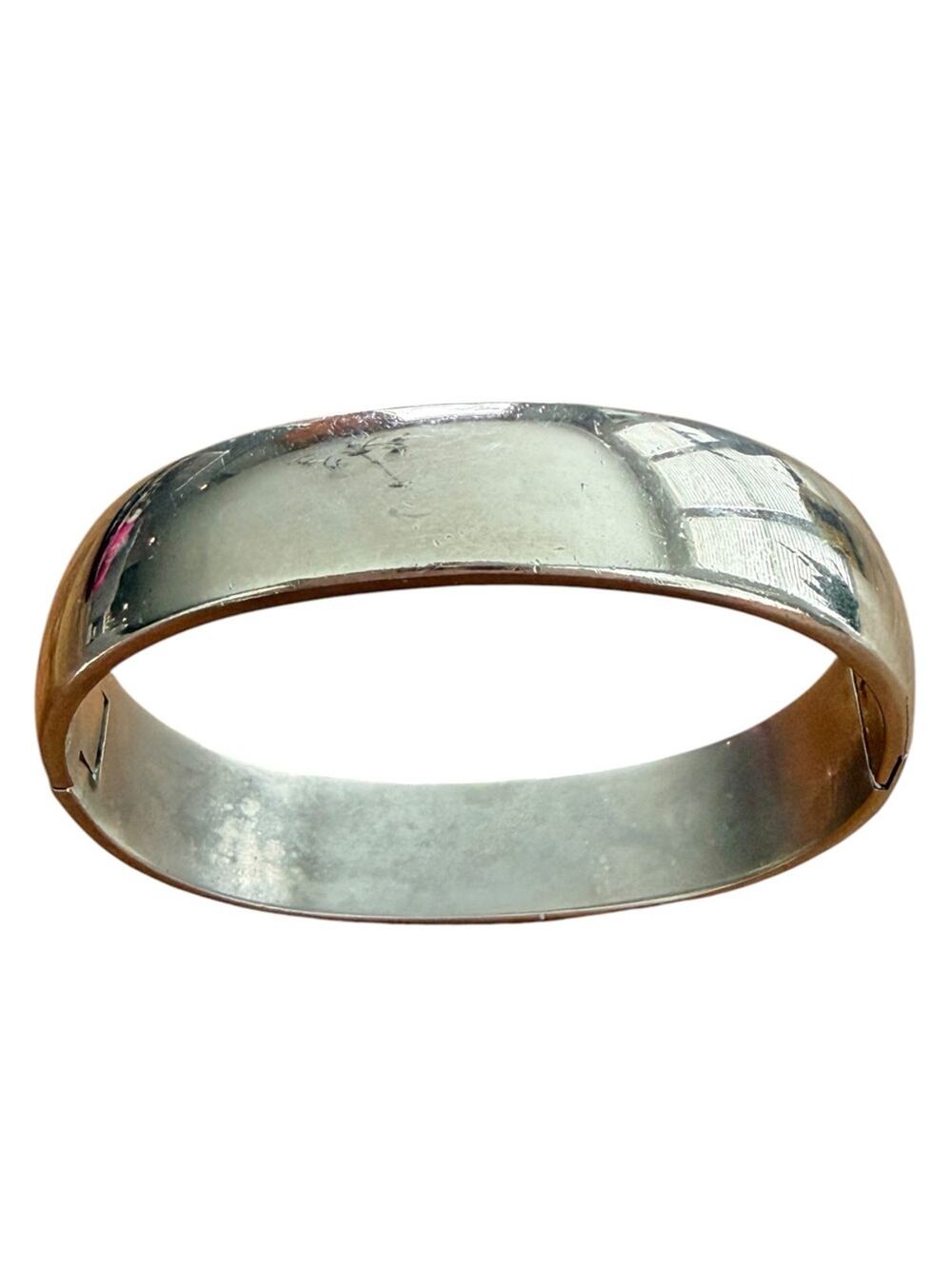 Vintage Sterling Silver 925 Hinged Bangle Bracelet 68.9g Unisex Heavy Statement
